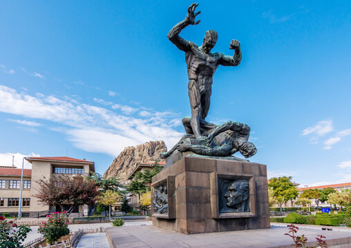 Afyon Ataturk Buyuk Utku Monument view. Afyon is located center of Anatolia.