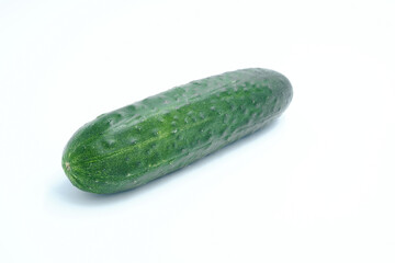 Organic cucumber on white background