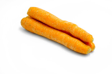 Organic carrots on white background