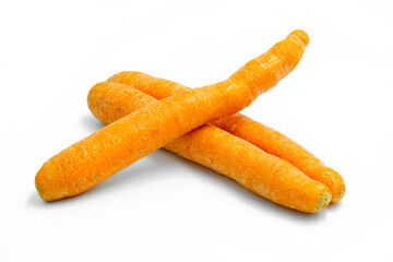 Organic carrots on white background