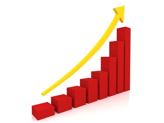 Business graph  on white .3d rendering