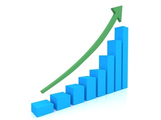 Business graph  on white .3d rendering