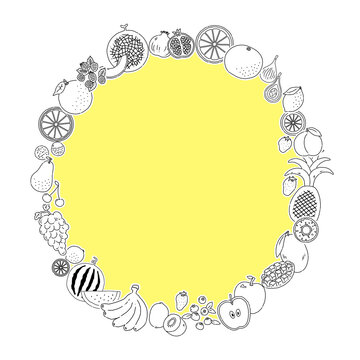 recommend clip art: 手描きの線画フルーツフレーム