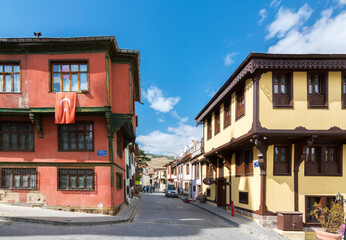 Afyonkarahisar old houses streets view. Afyon is located center of Anatolia.