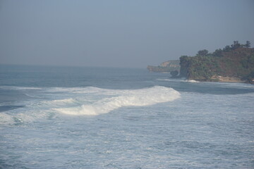 Mesra beach with a natural background. Mesra means intimate. Mesra beach also known as kukup beach...