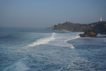 Mesra beach with a natural background. Mesra means intimate. Mesra beach also known as kukup beach...