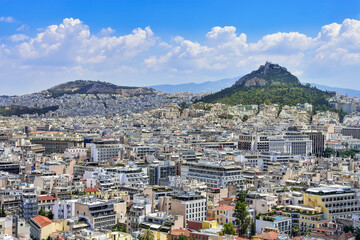 Fototapeta na wymiar view from the Acropolis hill on the city of Athens, Greece 