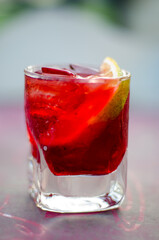 Negroni Drink in a table vertical
