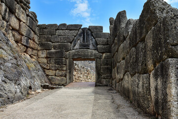 Fototapeta na wymiar The Lion Gate in Mycenae, Greece 