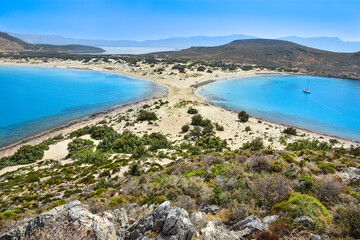 beautiful island of Elafonisos in Greece, sea and beach 
