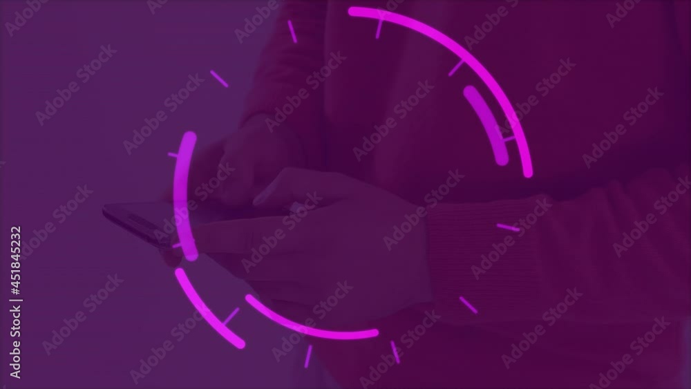Poster animation of scope scanning and data processing over man using smartphone