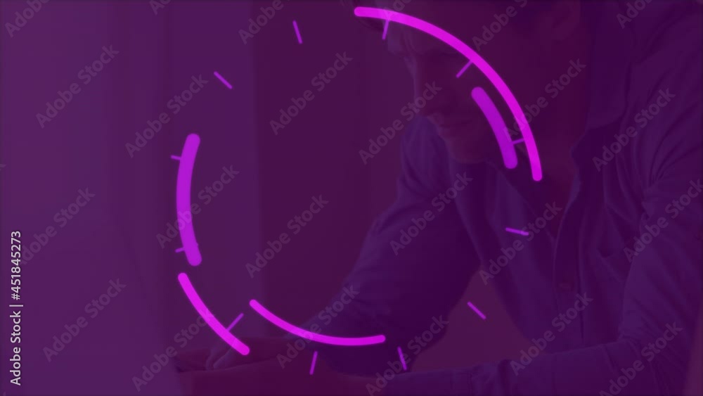 Poster animation of scope scanning and data processing over man using smartphone