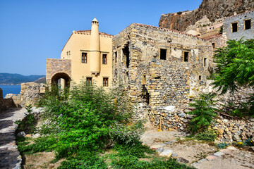 Monemvasia beautiful ancient town on rock, Greece 