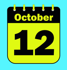 October 12 - Calendar Icon - Vector Illustration