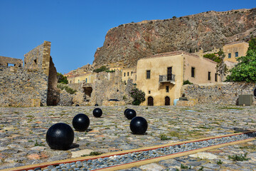 Monemvasia beautiful ancient town on rock, Greece 