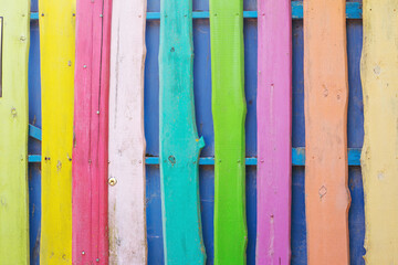 background from  multicolored wooden painted fence