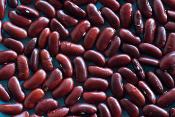 Red Kidney beans isolated on blue background, beans for animal feed.