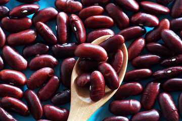Red Kidney beans and wooden spoon