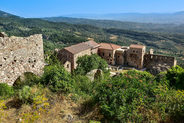 Fototapeta na wymiar Mystras fortress and Byzantine city in Greece 