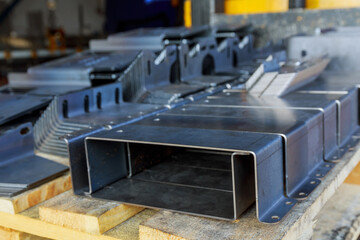 Sheet metal product after processing on a bending machine. Production of fastening from metal for...