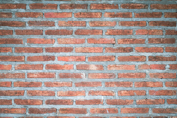 A closeup shot of a red brick wall texture for an abstract vintage background
