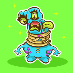 Two headed monster macabre horror mutation.
Scary two-headed monster, color vector grouped layers and paths, change color option, separate layer outline, illustrator 8.