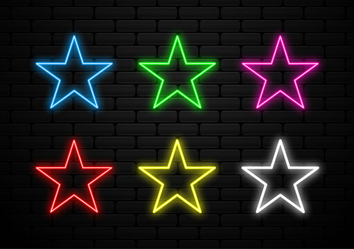 set of futuristic neon light shape