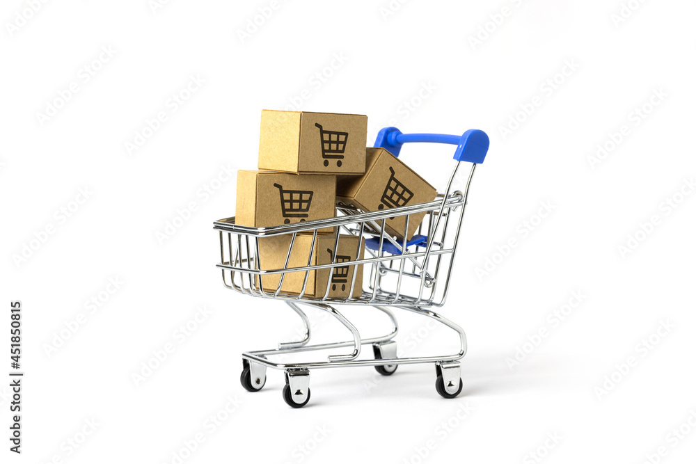 Canvas Prints online shopping concept with shopping cart symbol