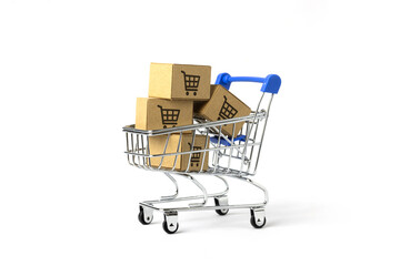 online shopping concept with shopping cart symbol