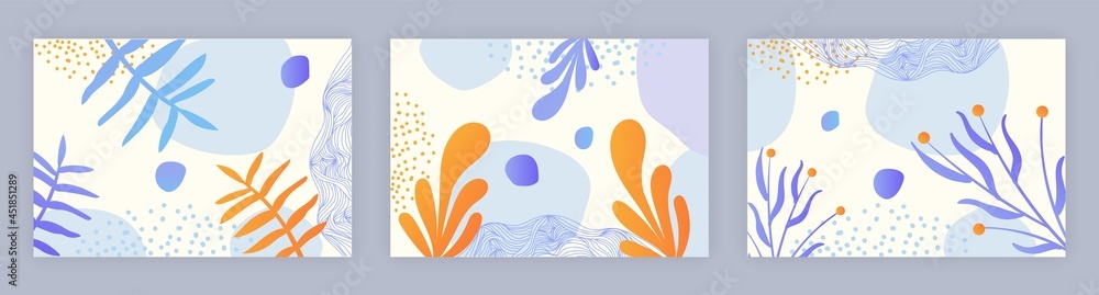 Poster abstract artistic template. graphic element for websites. set of images with marine life. templates 