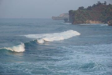 Mesra beach with a natural background. Mesra means intimate. Mesra beach also known as kukup beach...