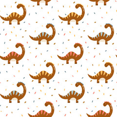 Cute dinosaur Seamless pattern Cartoon baby dino nursery print