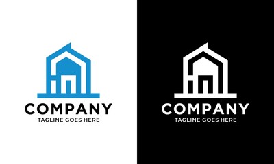 Letter HH Home/House and city logo line art vector template.