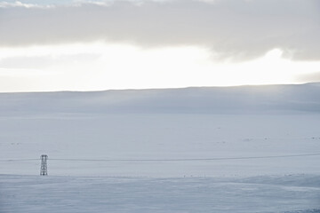 Electric pylon on Holtavordurheidi mountain pass