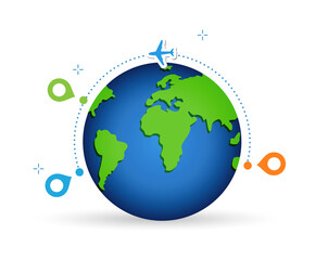 Fototapeta premium Concept of air travel, international flights or cargo transportation from country to country.