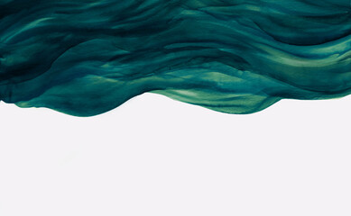 Green and blue abstract wavy watercolor background isolated at white.