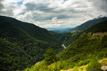 Naklejka premium A beautiful landscape photography in Caucasus Mountains in Georgia.