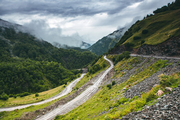 Fototapeta na wymiar A beautiful landscape photography in Caucasus Mountains in Georgia.