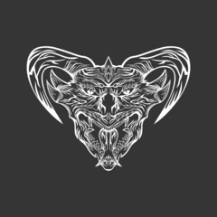 Animal dragon head with line art style design vector