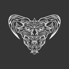 Animal dragon head with line art style design vector