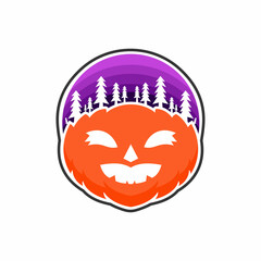 Halloween pumpkin logo design vector 