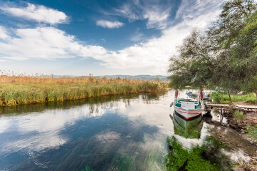 Naklejka premium Azmak Stream in Akyaka Village. Akyaka is popular tourist destination in Turkey.