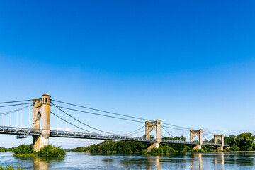 Fototapeta na wymiar Langeais bridge over Loire River, Loire Valley, France