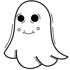 Cute ghost with big eyes in linear style
