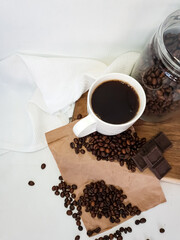 coffee beans and cup