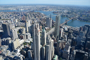 Fototapeta premium New York City Three Bridges connecting Downtown Manhattan and Brooklyn