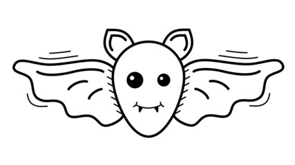 Cute bat in linear style for Halloween