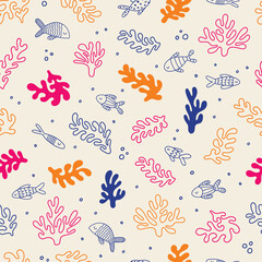 Cute pink starfish seamless pattern design. 