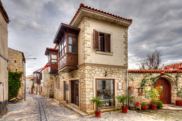 Alacati street view in Alacati Town. Alacati is populer historical tourist destination in Turkey. 