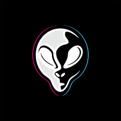 Alien Head Character Mascot, Alien Logo Template Design Vector
